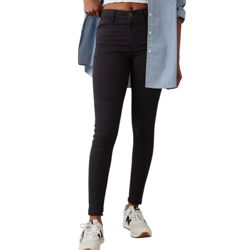 AMERICAN EAGLE Super High Rise Jeggings‎ Black 360 Next Level Stretch Women's 2R
